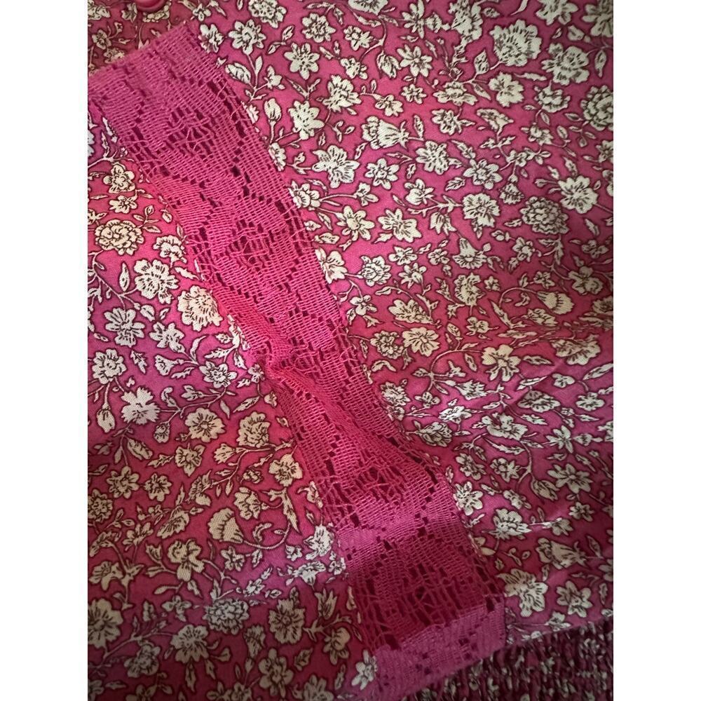 American Eagle Outfitters pink floral smocked boho top‎ NWT XL milkmaid Cottage - Picture 8 of 10
